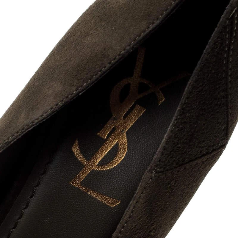 Saint Laurent Paris Olive Green Suede Platform Pumps 38 商品