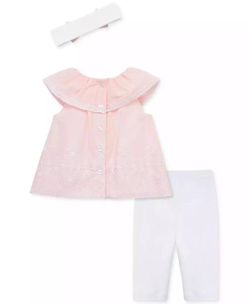 商品Little Me|Baby Girls 3-Pc. Eyelet Top, Leggings & Headband Set,价格¥155,第2张图片详细描述