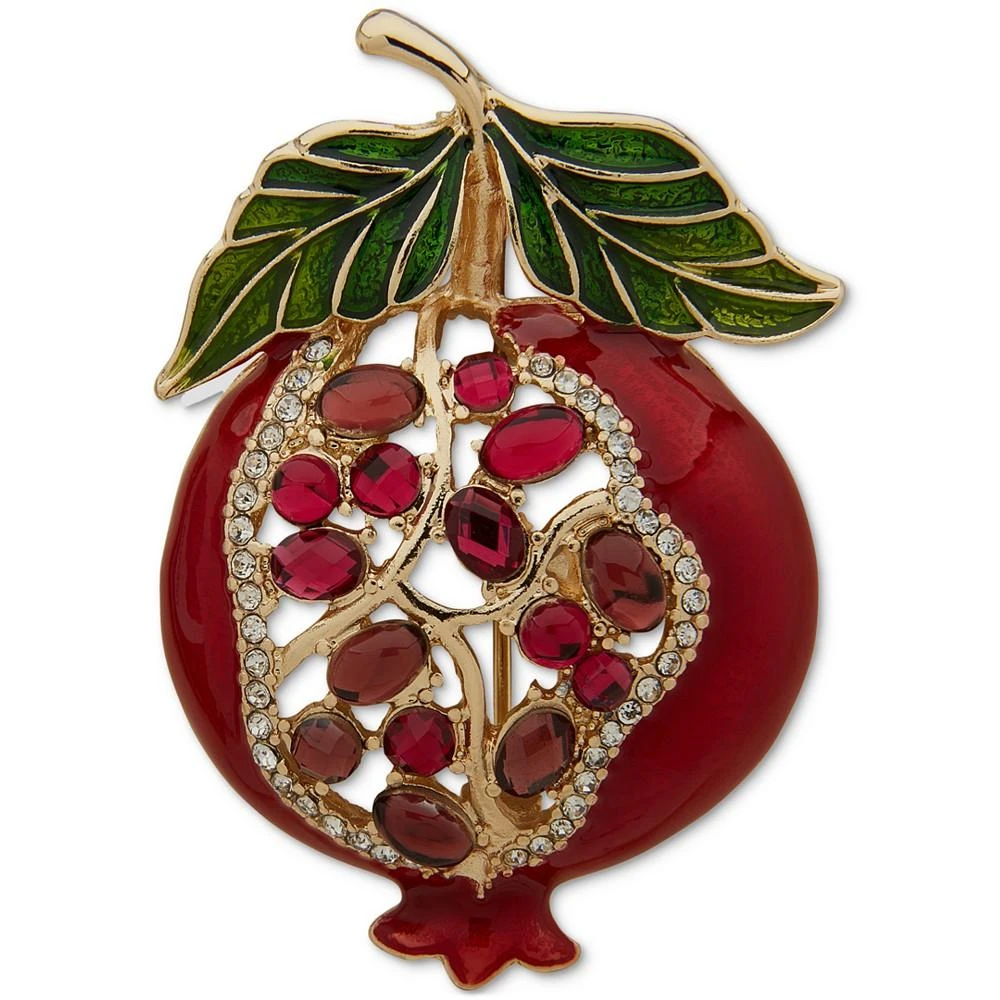 商品Anne Klein|Women's Boxed Gold-Tone Crystal Pomegranate Pin,价格¥210,第1张图片