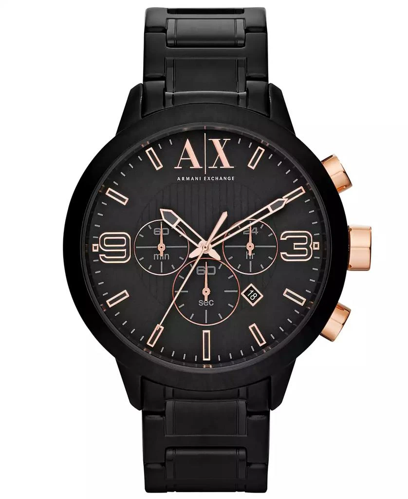 商品Armani Exchange|Men's Chronograph Black Stainless Steel Bracelet Watch 49mm,价格¥1833,第1张图片