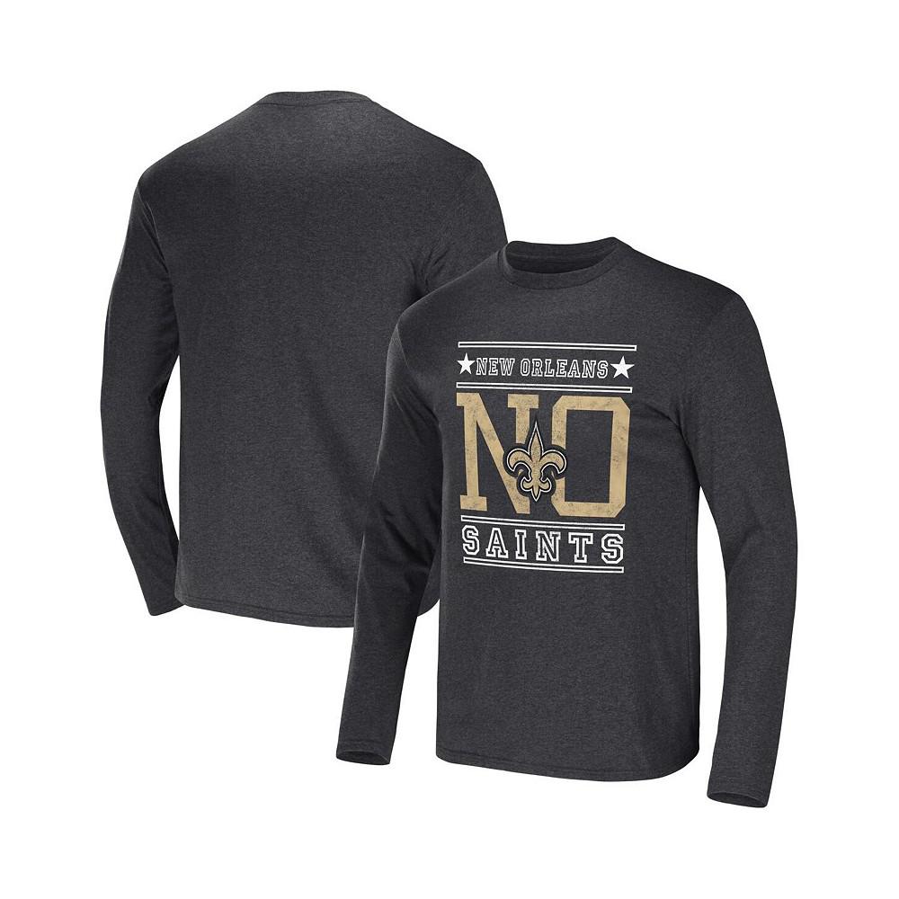 Men's NFL x Darius Rucker Collection by Heathered Charcoal New Orleans Saints Long Sleeve T-shirt商品第1张图片规格展示