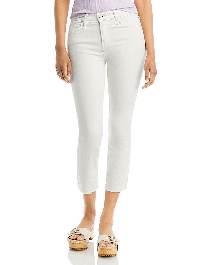 商品MOTHER|The Dazzler Mid Rise Cropped Straight Leg Jeans in Cream Puff,价格¥1115,第3张图片详细描述