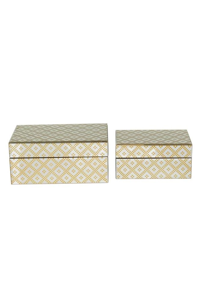 商品VIVIAN LUNE HOME|Gold Glass Geometric Box with Glass Sides - Set of 2,价格¥638,第1张图片