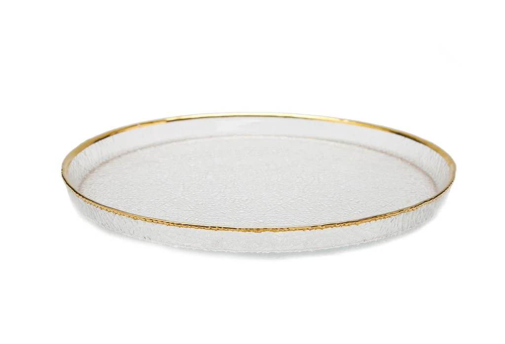 商品Classic Touch Decor|Set of 4 Pebbled Glass Chargers Raised Rim with Gold Border,价格¥1106,第1张图片