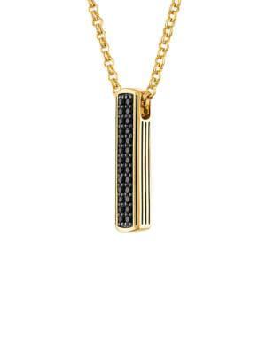 14K Goldplated Sterling Silver & Black Sapphire Vertical Bar Pendant Necklace商品第2张图片规格展示