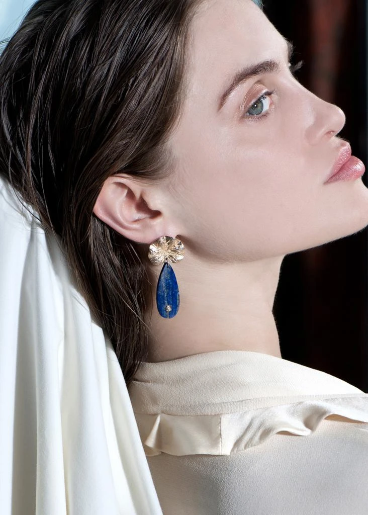 商品APPLES & FIGS|24k vermeil lapis lazuli lily earrings,价格¥3830,第2张图片详细描述