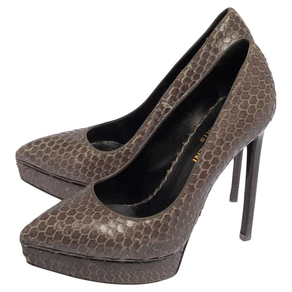 商品[二手商品] Yves Saint Laurent|Saint Laurent Grey Python Janis Pointed Toe Platform Pumps Size 35,价格¥1099,第4张图片详细描述