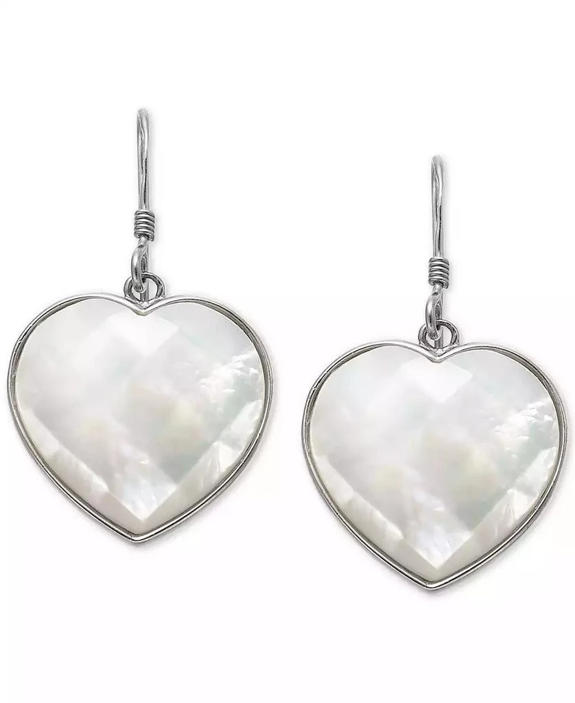 商品Macy's|Mother-of-Pearl Heart Drop Earrings in Sterling Silver,价格¥526,第3张图片详细描述