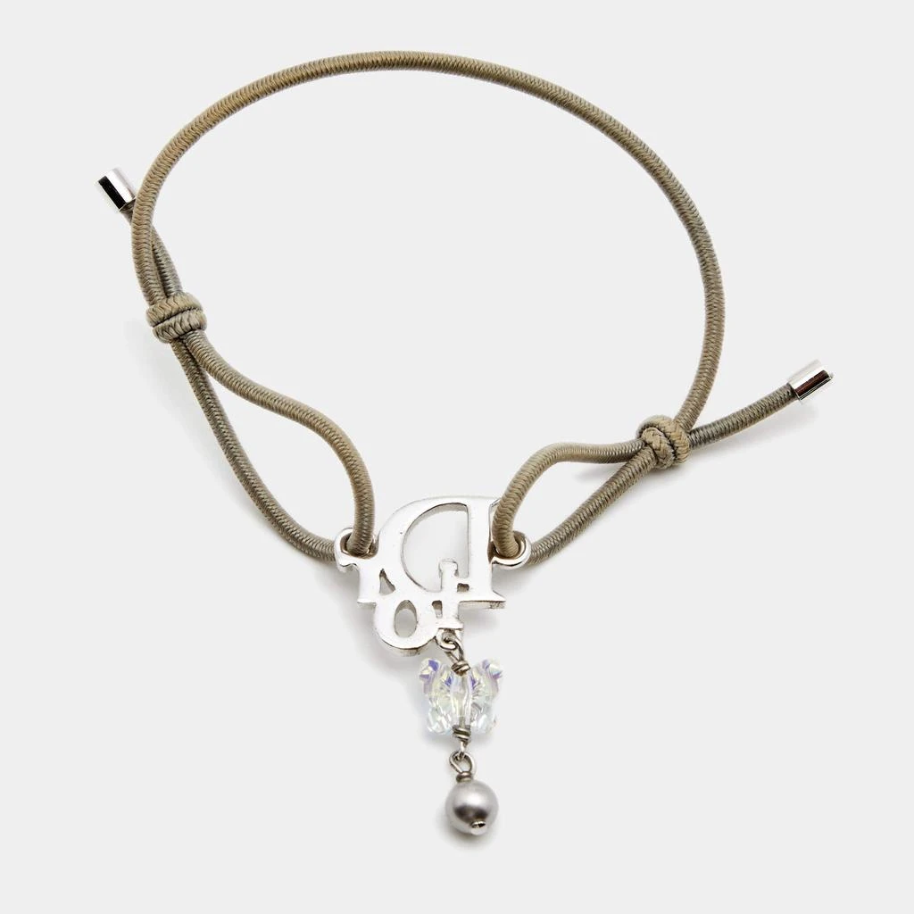 商品[二手商品] Dior|Dior Silver Tone Crystal Oblique Butterfly Charm Cord Bracelet,价格¥2328,第2张图片详细描述