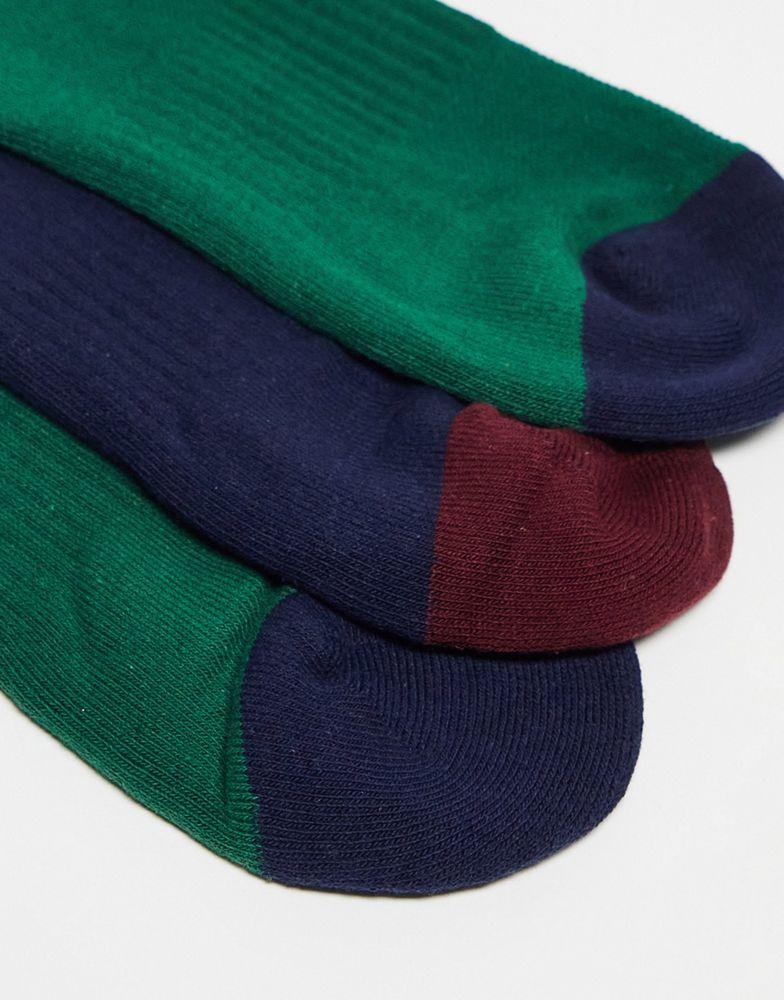 Polo Ralph Lauren 3 pack socks in green, navy yellow with logo商品第4张图片规格展示