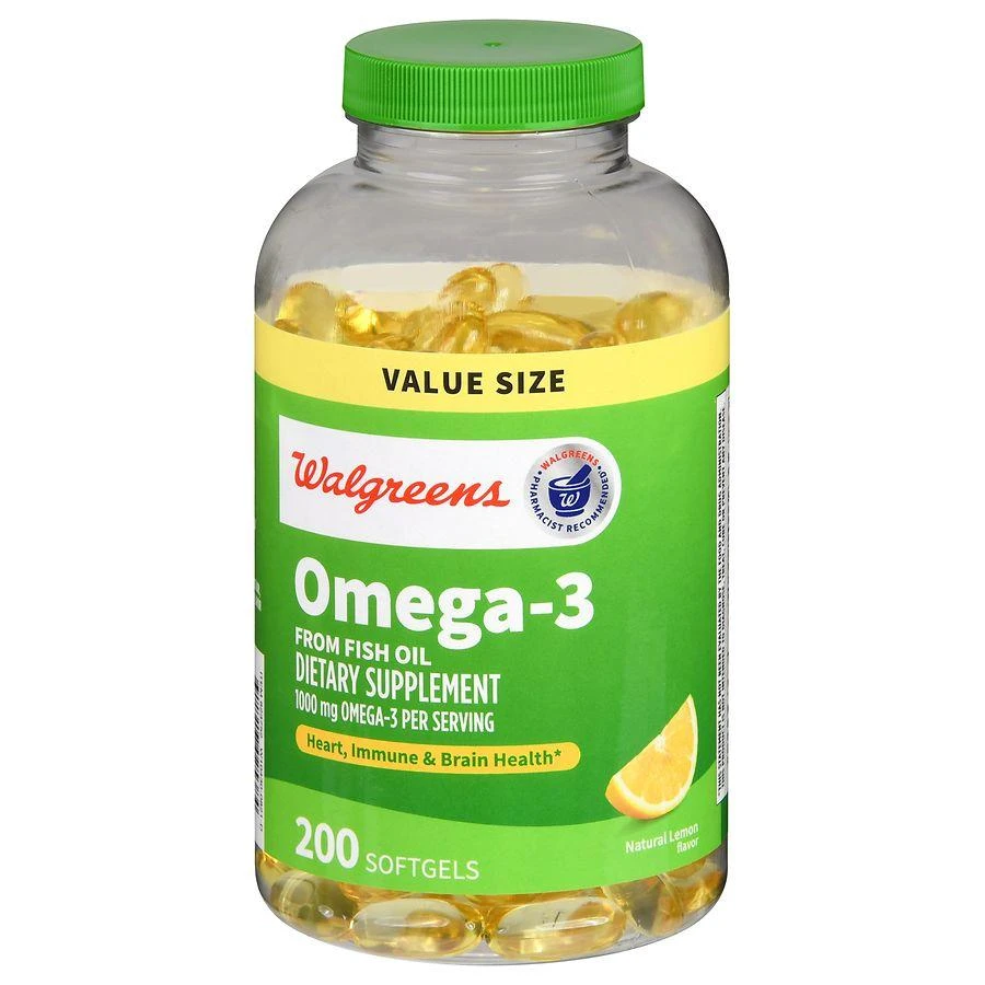 商品Walgreens|Omega-3 1000 mg Softgels Natural Lemon,价格¥314,第1张图片
