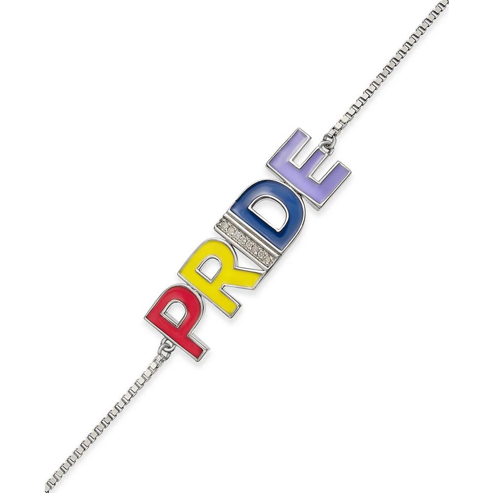 商品Macy's|Diamond Accent Rainbow PRIDE Bolo Bracelet in Sterling Silver,价格¥378,第4张图片详细描述