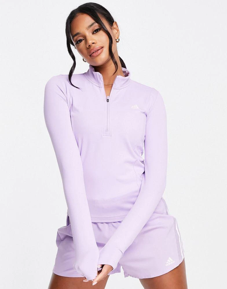 商品Adidas|adidas Training Techfit colourblock 1/4 zip sweat in purple,价格¥404,第1张图片