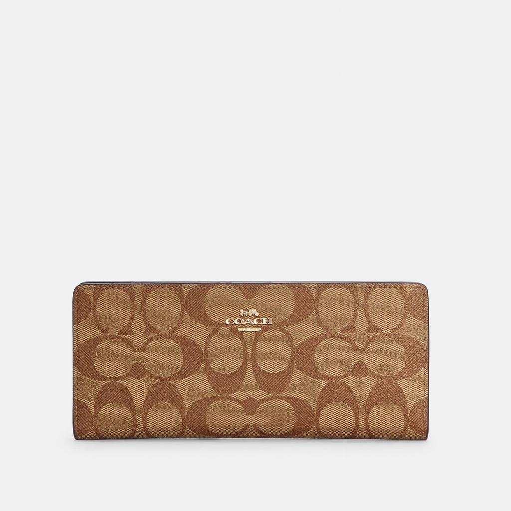 商品Coach|Coach Outlet Slim Wallet In Signature Canvas,价格¥687,第3张图片详细描述