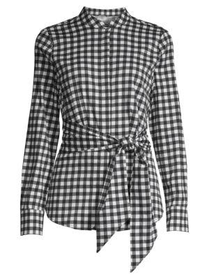 Gingham Front-Tie Shirt商品第3张图片规格展示