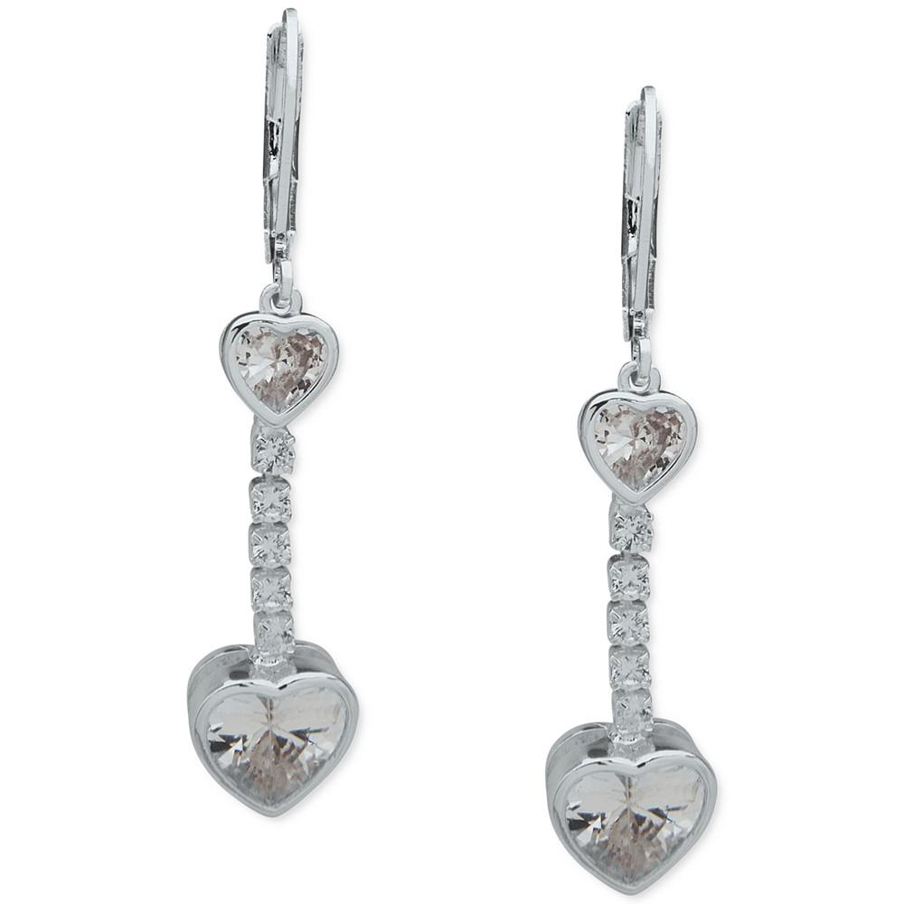 Silver-Tone Crystal Heart Tennis Earrings商品第1张图片规格展示