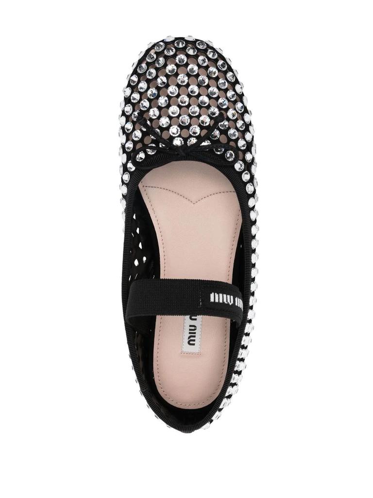 MIU MIU crystal-embellished ballerina shoes商品第4张图片规格展示