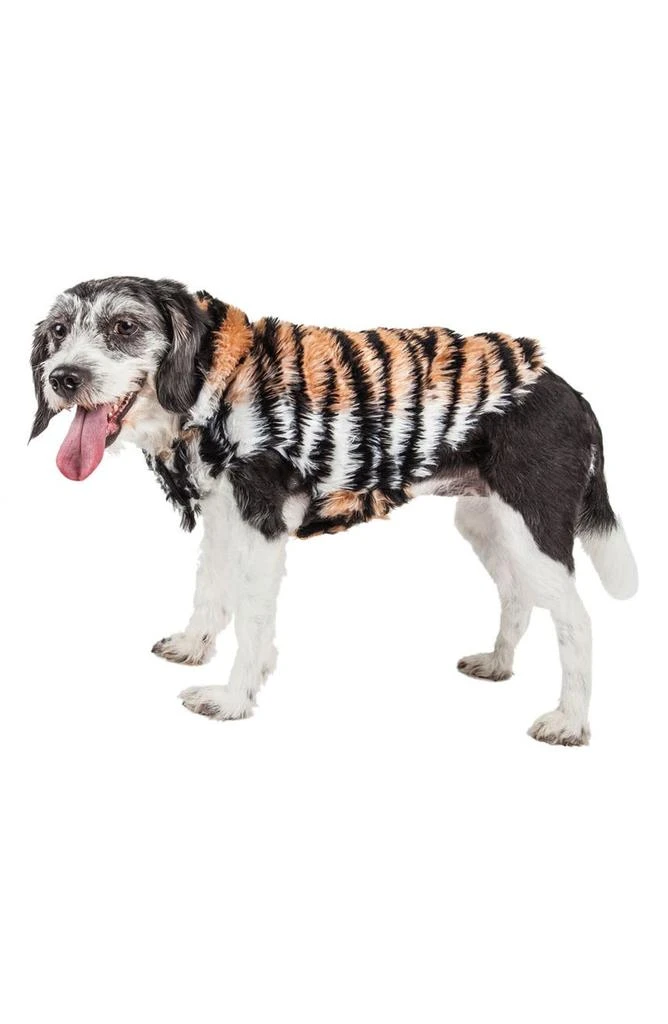 LUXE Tigerbone Glamourous Patterned Faux Fur Dog Coat 商品
