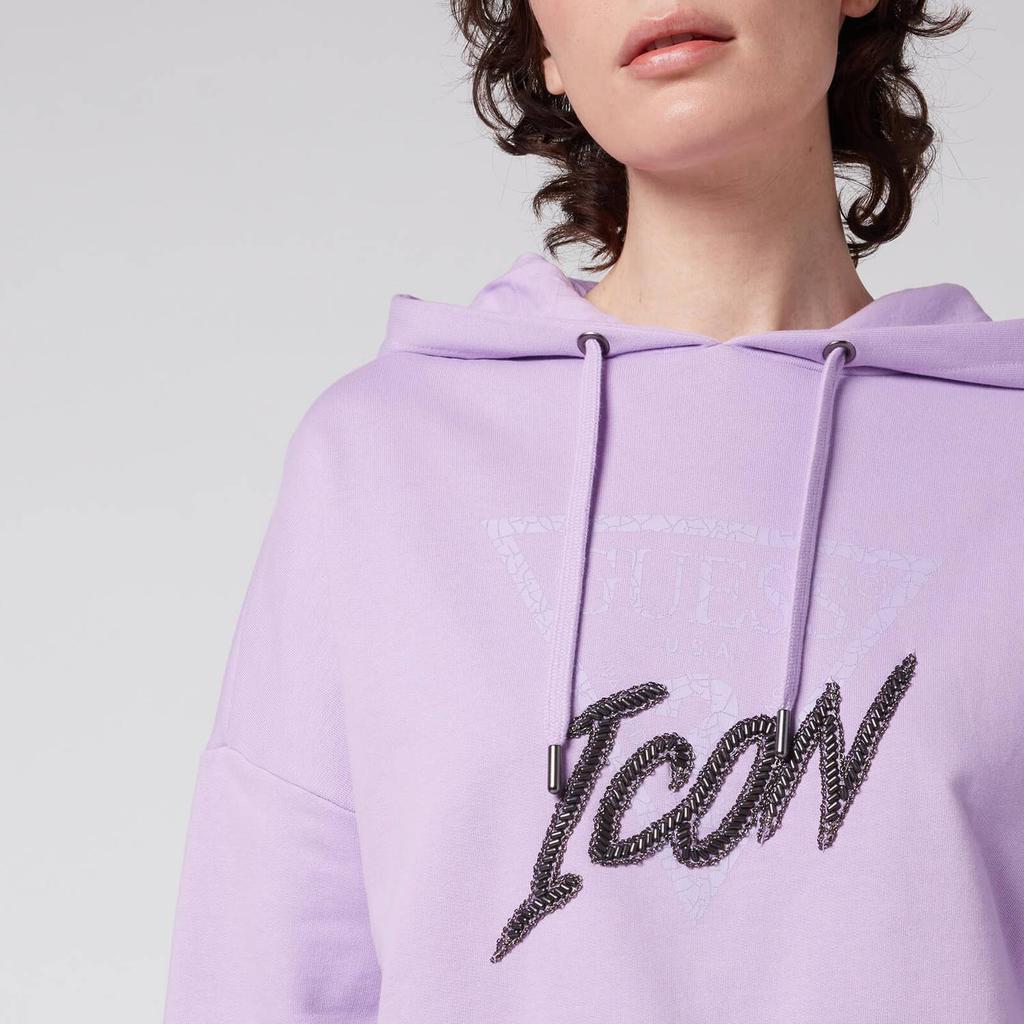 商品GUESS|Guess Women's Icon Hood Sweatshirt - Fresh Lilac,价格¥303,第6张图片详细描述