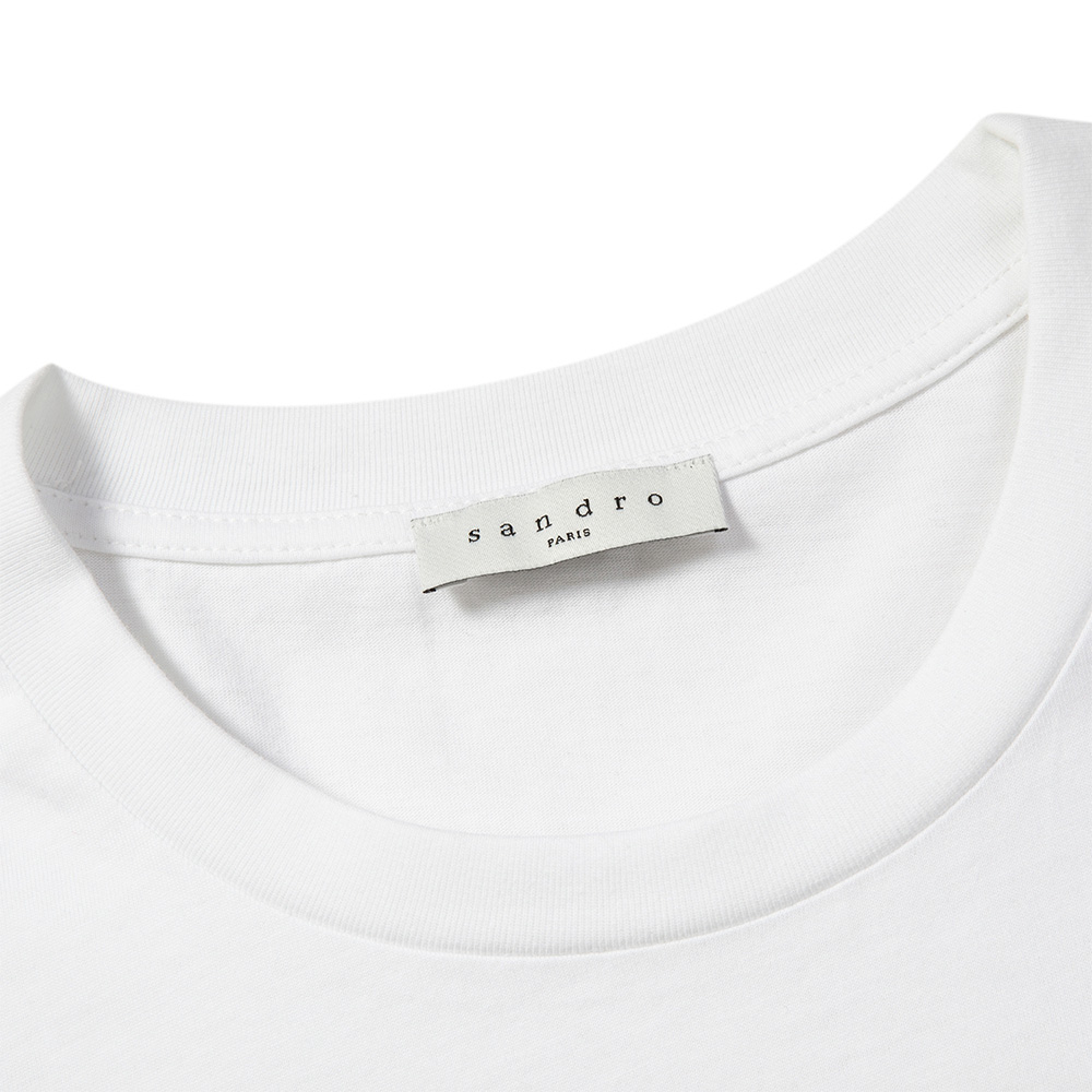 SANDRO 女士白色棉质T恤 R130068P-WHITE商品第4张图片规格展示