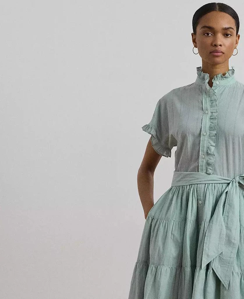 商品Ralph Lauren|Women's Striped Ruffle-Trim Voile Shirtdress,价格¥735,第1张图片