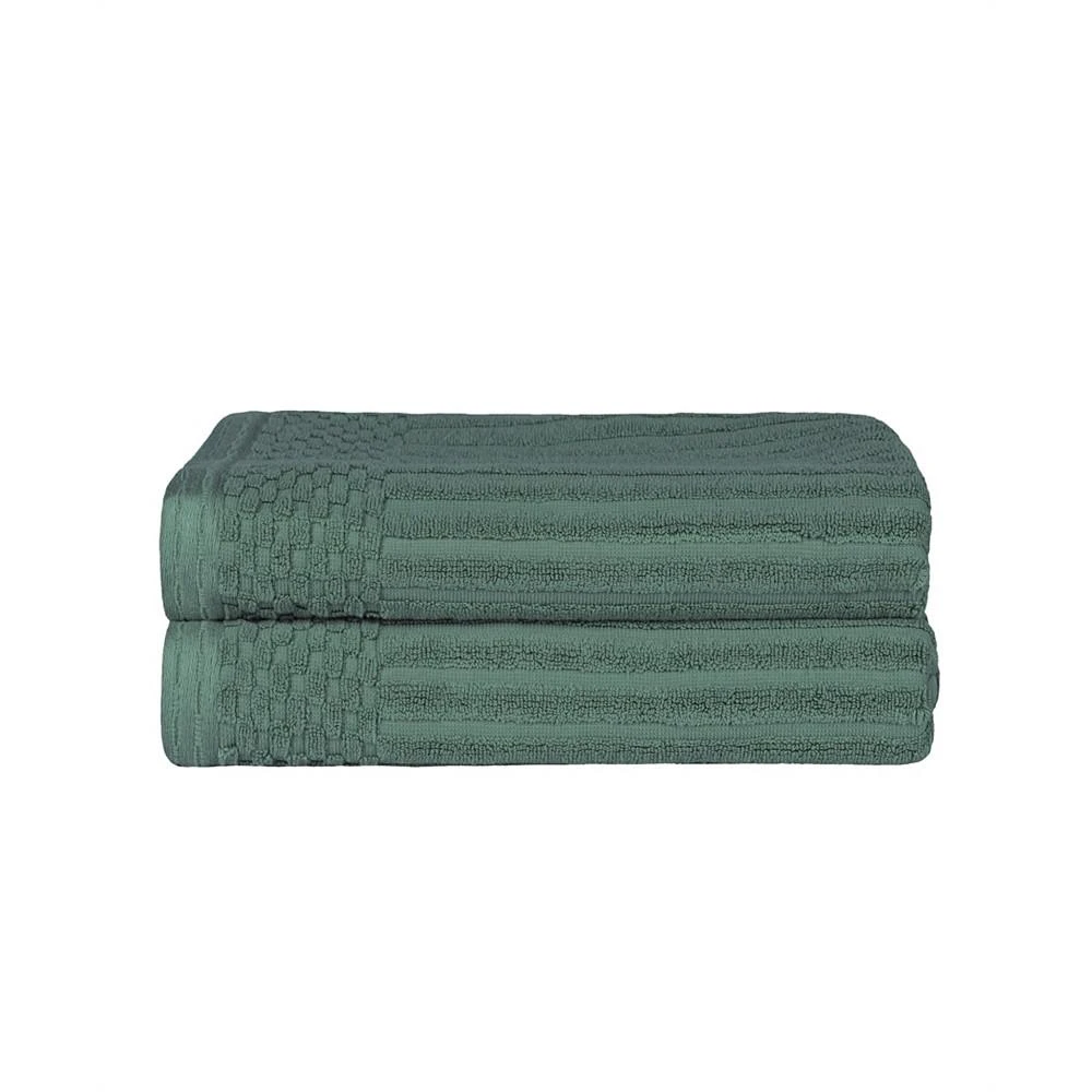 商品Superior|Soho Checkered Border Cotton 2 Piece Bath Towel Set, 54" x 27",价格¥335,第1张图片