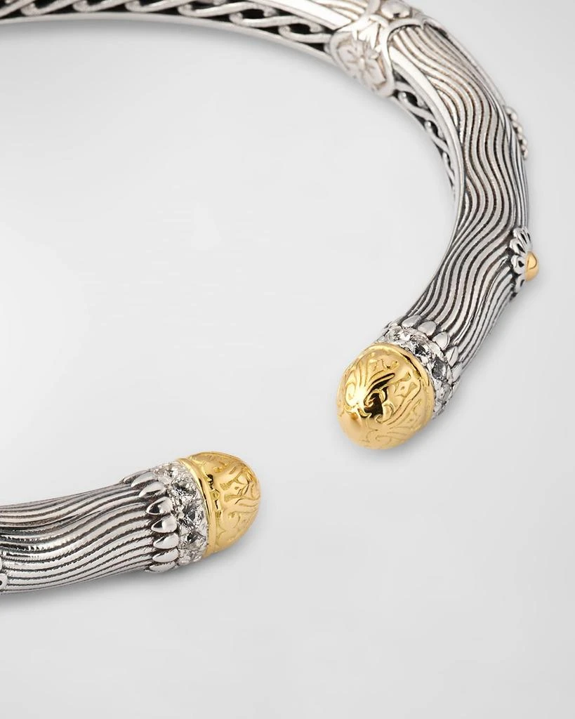 商品Konstantino|Sterling Silver and 18K Yellow Gold Cuff Bracelet with White Sapphires,价格¥8724,第3张图片详细描述