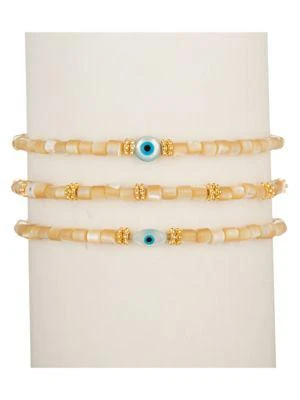 商品Eye Candy LA|Luxe Ella 2-Piece Goldtone Evil Eye Bracelet Set,价格¥300,第1张图片