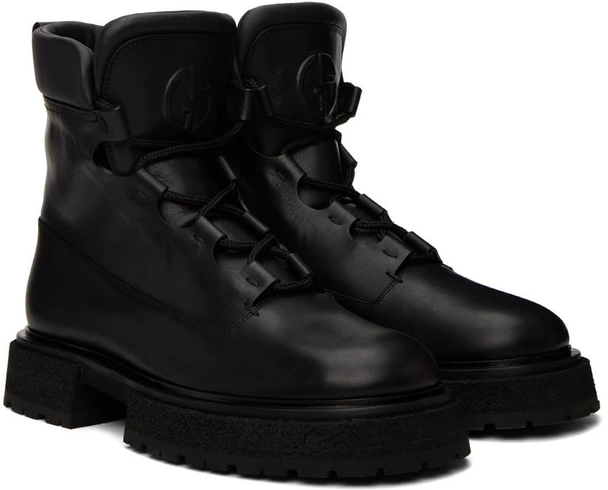商品Giorgio Armani|Black Embossed Boots,价格¥9336,第4张图片详细描述