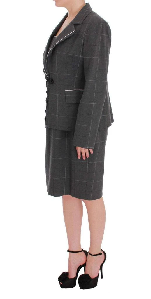 商品BENCIVENGA|BENCIVENGA Gray Checkered Cotton Blazer Dress Set Suit,价格¥4984,第3张图片详细描述
