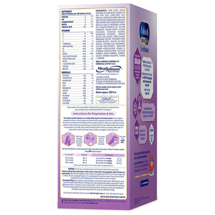 NeuroPro Gentlease 金樽亲舒防胀气易消化婴儿配方奶粉1段 2袋装 862g 商品