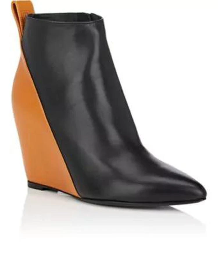 商品Paco Rabanne|Colorblocked Leather Wedge Ankle Boots,价格¥3414,第2张图片详细描述