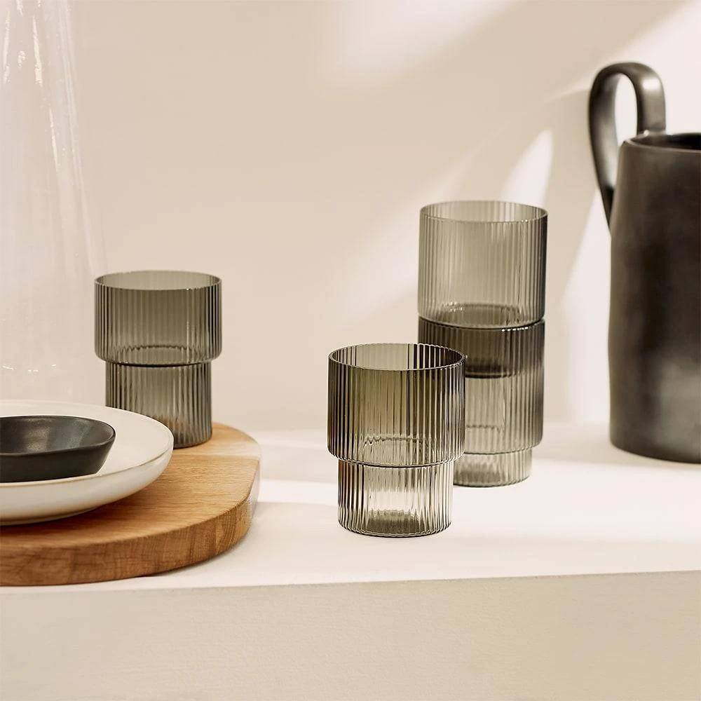 商品Ferm Living|ferm LIVING Ripple Glass - Set of 4,价格¥518,第4张图片详细描述