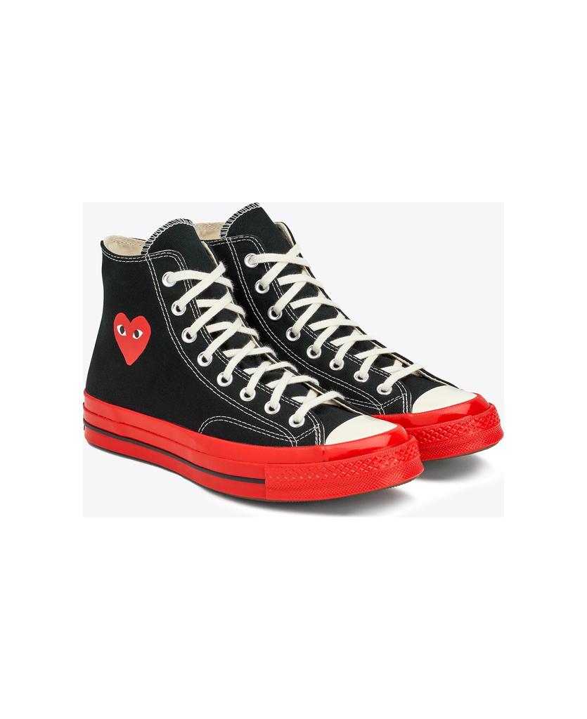 Ct70 Hi Top Red Sole Black and red canvas high sneakers Cdg Play x Converse商品第2张图片规格展示