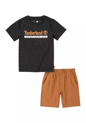 商品Timberland|Boys 4 7 Short Sleeve Graphic Set,价格¥103,第1张图片
