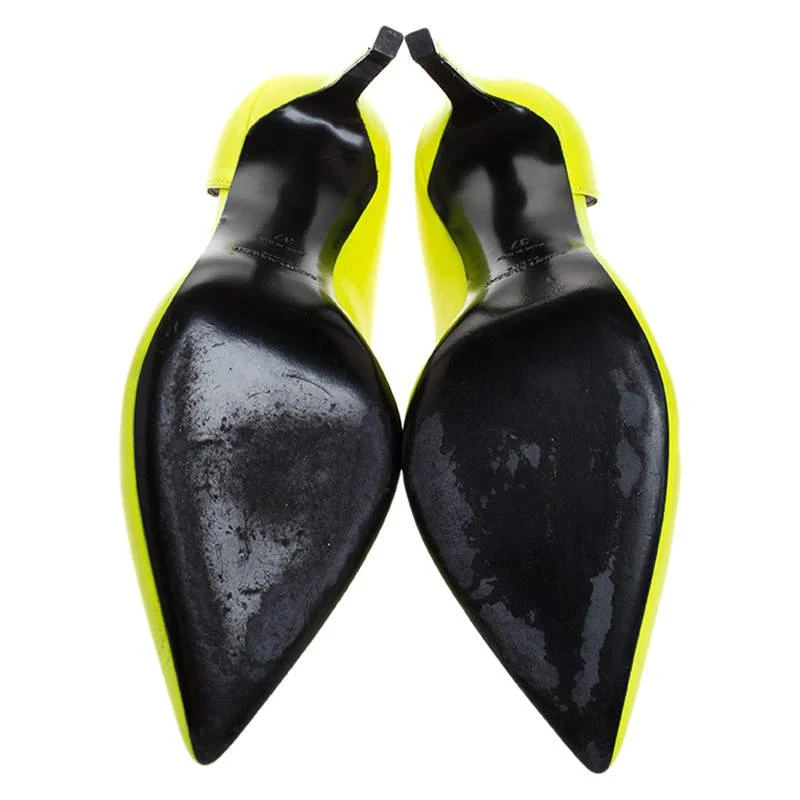Saint Laurent Paris Neon Green Leather D'orsay Pointed Toe Pumps Size 37 商品