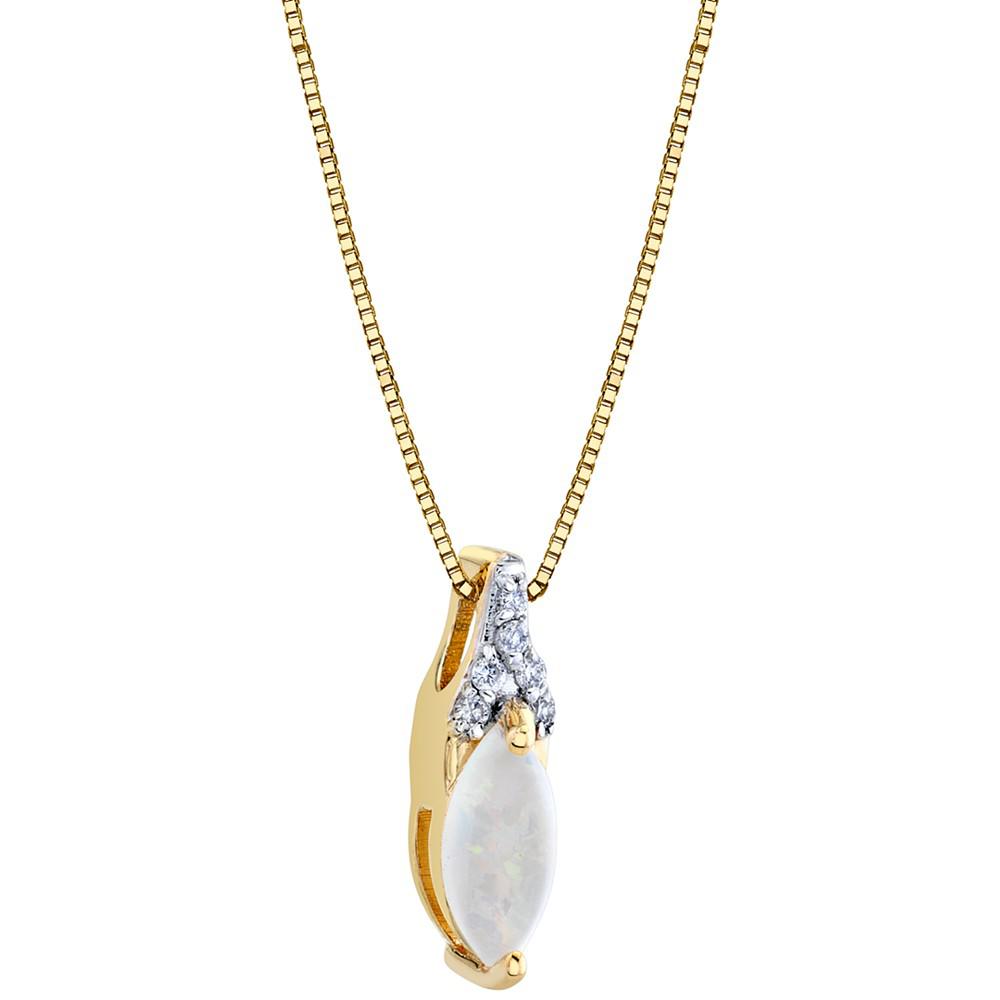 Opal (1/3 ct. t.w.) & Diamond Accent 18" Pendant Necklace in 14k Gold商品第2张图片规格展示