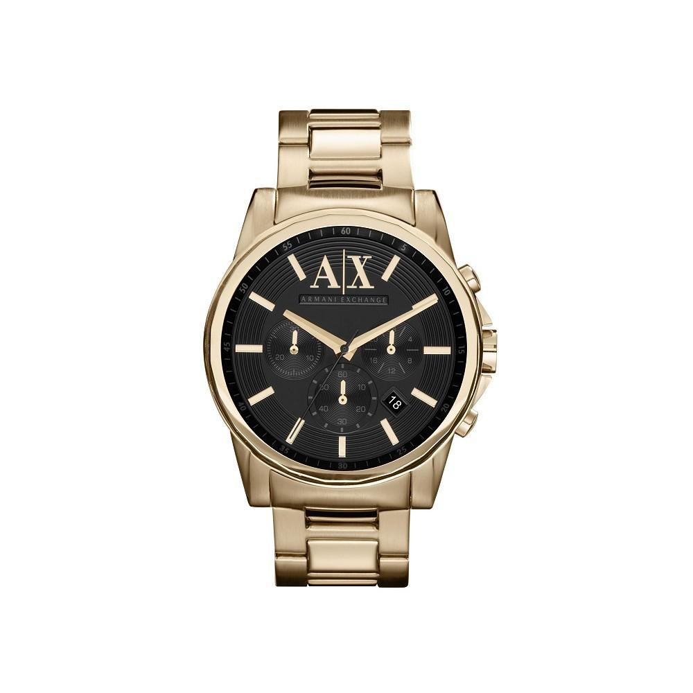 商品Armani Exchange|AX Men's Gold-Tone Stainless Steel Bracelet Watch 45mm,价格¥1199,第1张图片