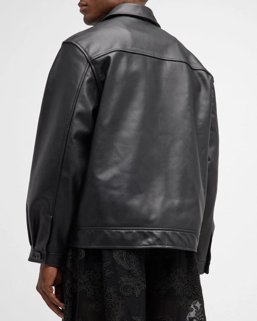商品Simone Rocha|Men's Structured Leather Jacket with Tonal Macrame,价格¥8721,第4张图片详细描述