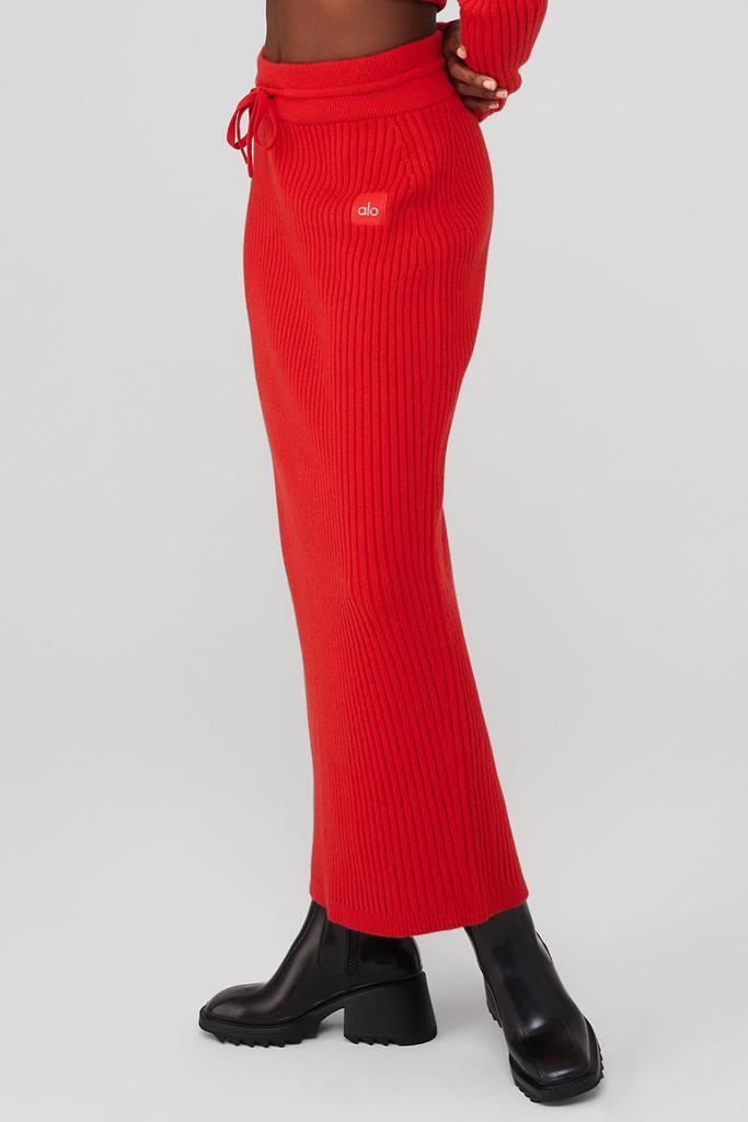 商品Alo|Cashmere Ribbed High-Waist Winter Dream Skirt - Red Flame,价格¥6022,第6张图片详细描述