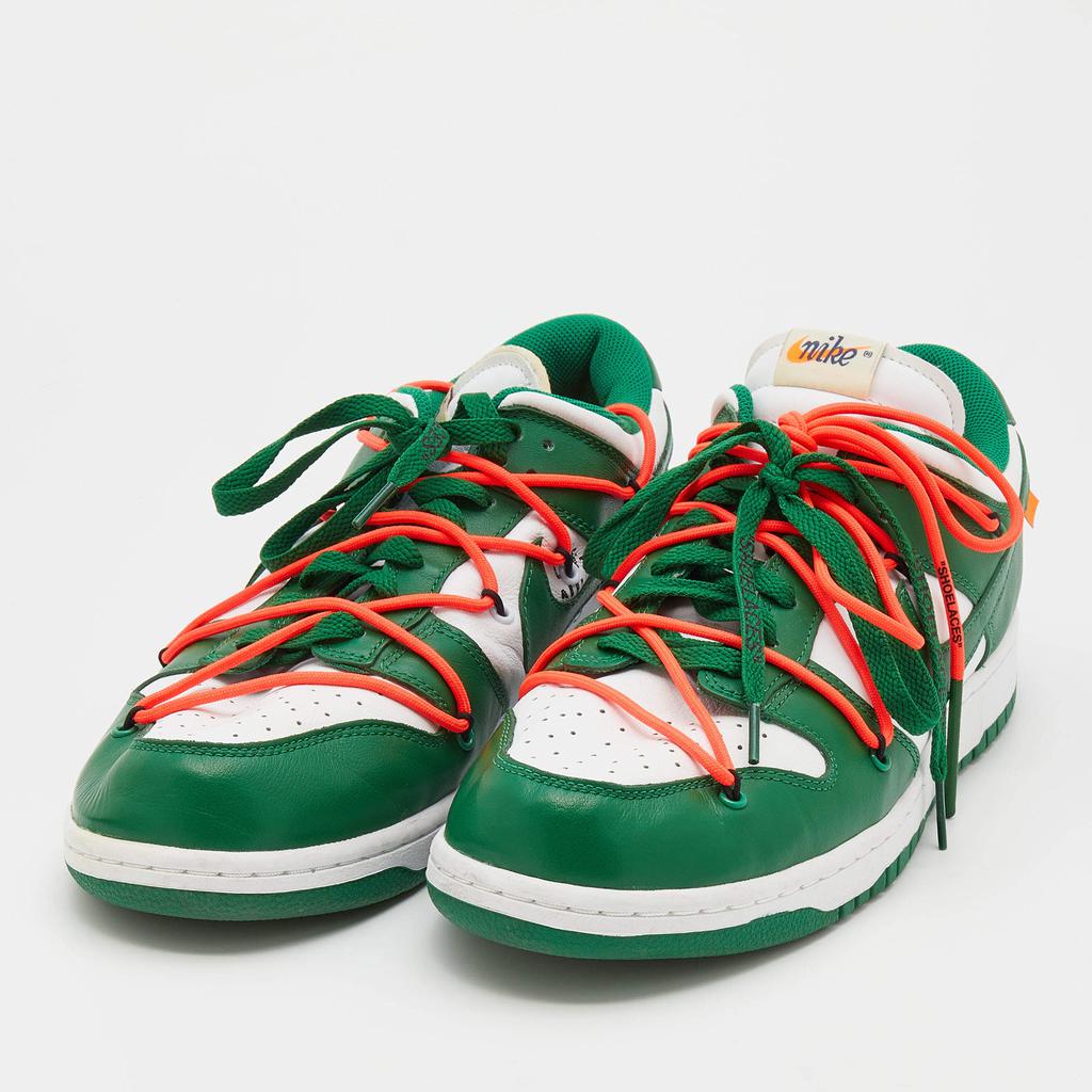 Off-White x Nike Green/White Leather Dunk Low Top Sneakers Size 46商品第2张图片规格展示