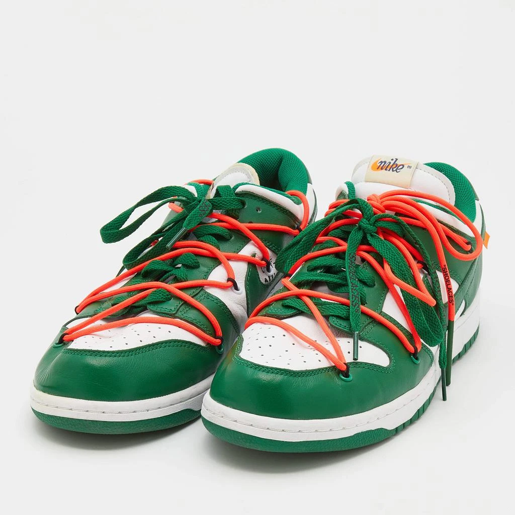 商品[二手商品] Off-White|Off-White x Nike Green/White Leather Dunk Low Top Sneakers Size 46,价格¥3275,第2张图片详细描述