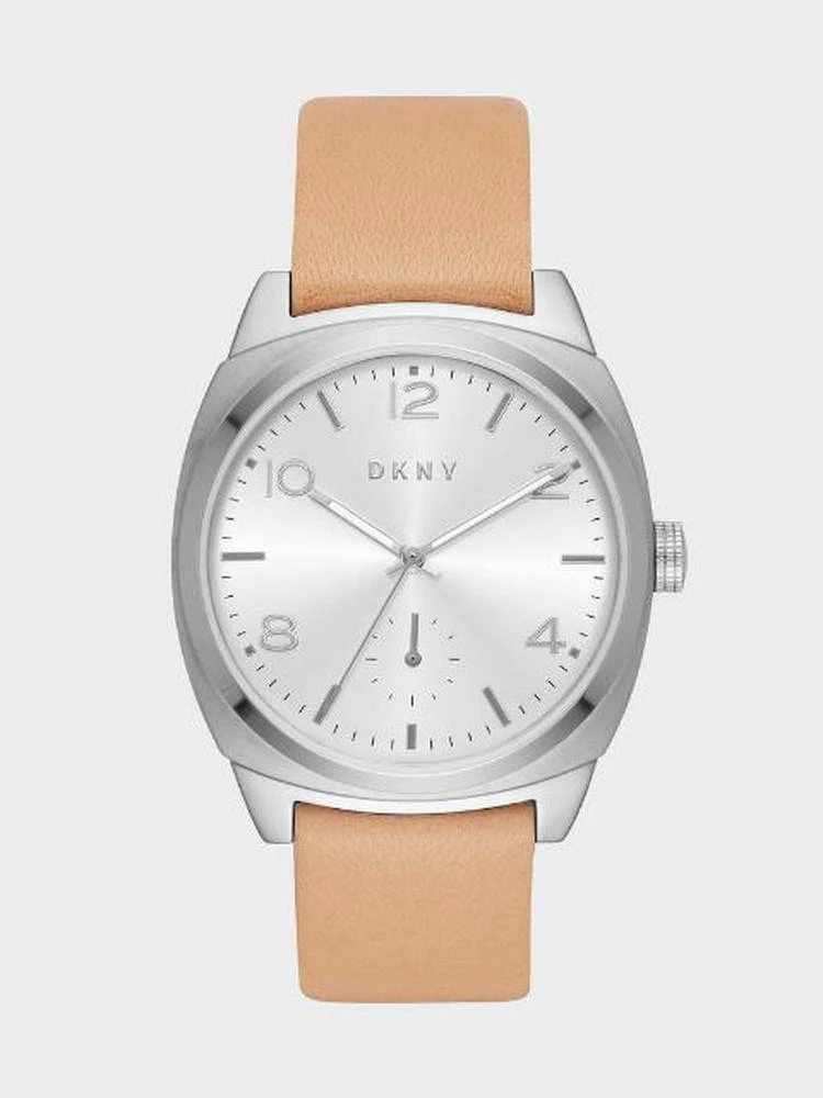 商品DKNY|Broome Stainless Steel And Beige Vachetta 36mm Leather Watch,价格¥748,第1张图片