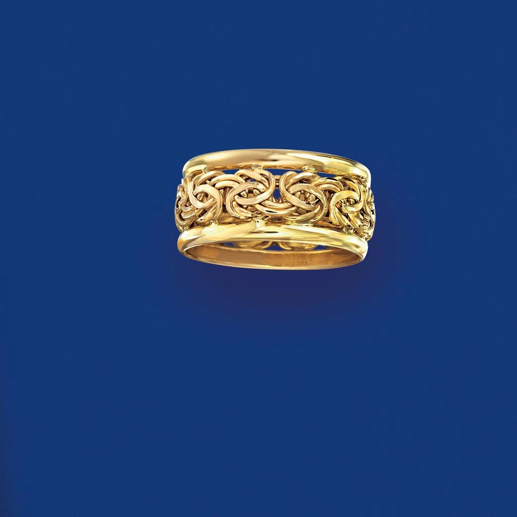 商品Ross-Simons|Ross-Simons 14kt Yellow Gold Bordered Byzantine Ring,价格¥3154,第4张图片详细描述