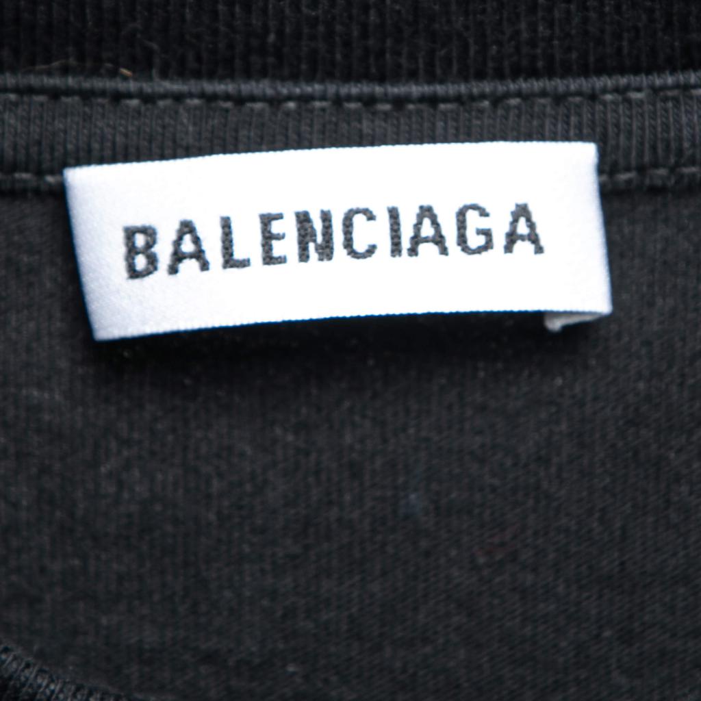 Balenciaga Black Logo Print Cotton Crewneck T-Shirt XS商品第4张图片规格展示