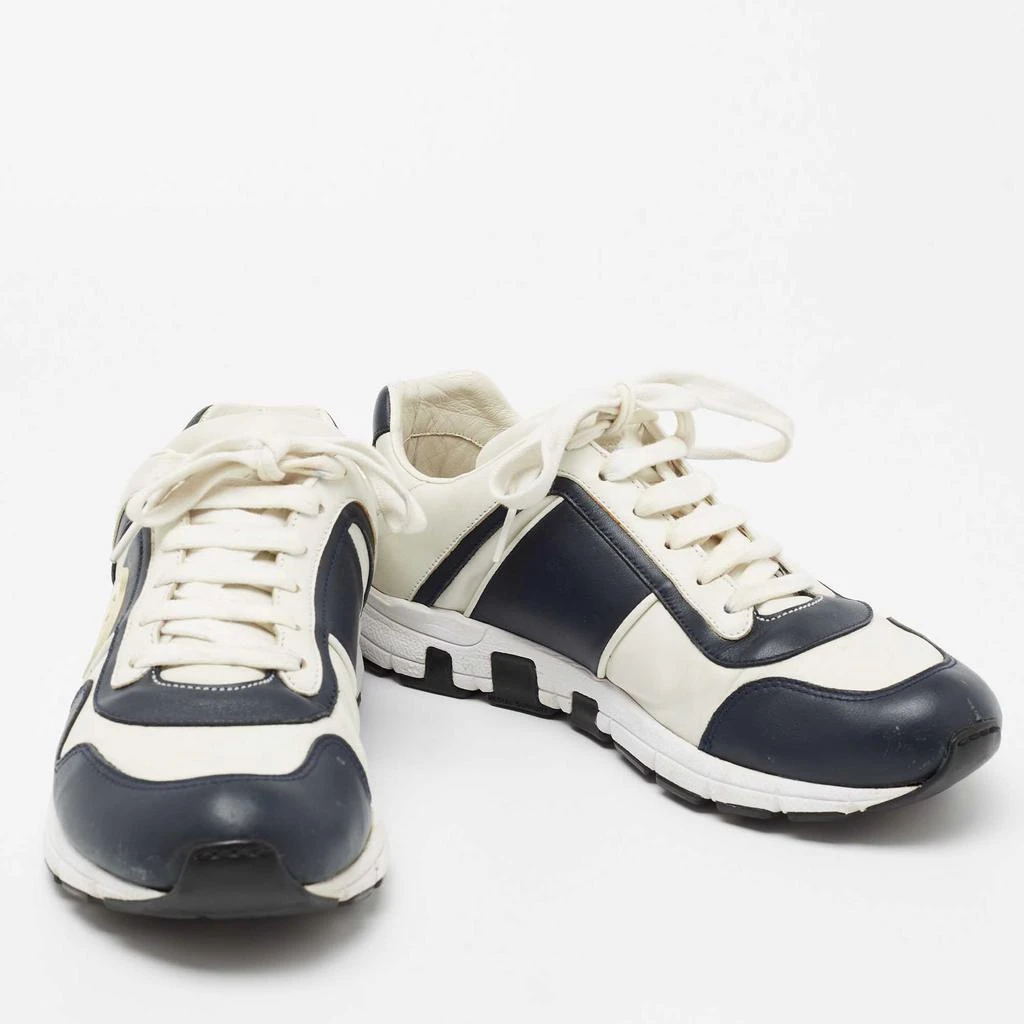 商品[二手商品] Gucci|Gucci White/Navy Blue Leather Interlocking G Low Top Sneakers SIze 40.5,价格¥1134,第4张图片详细描述