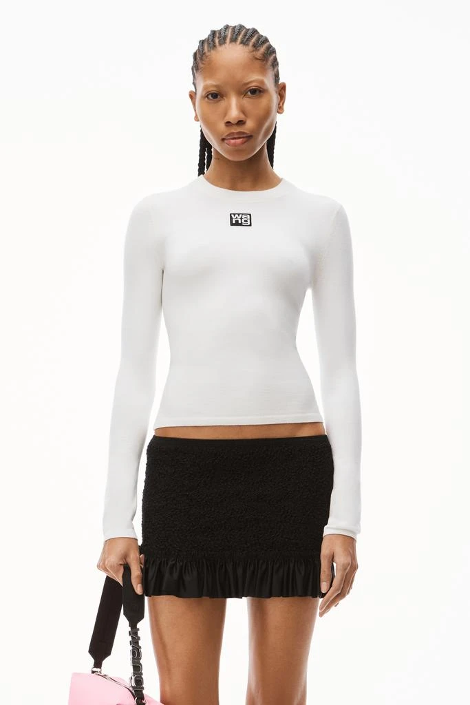 商品Alexander Wang|LOGO PATCH CREWNECK TOP IN BODYCON KNIT,价格¥2483,第2张图片详细描述