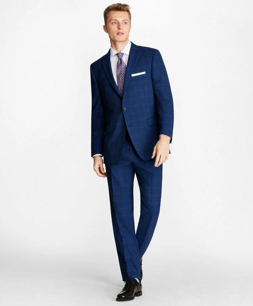 商品Brooks Brothers|Regent Fit Saxxon™ Wool Three-Button Plaid 1818 Suit,价格¥3256,第2张图片详细描述