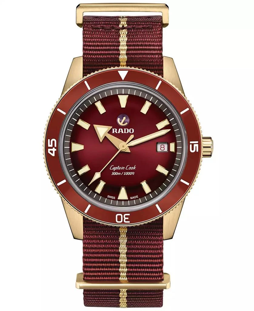 商品Rado|Men's Swiss Automatic Captain Cook Red NATO Strap Watch 42mm,价格¥21983,第1张图片