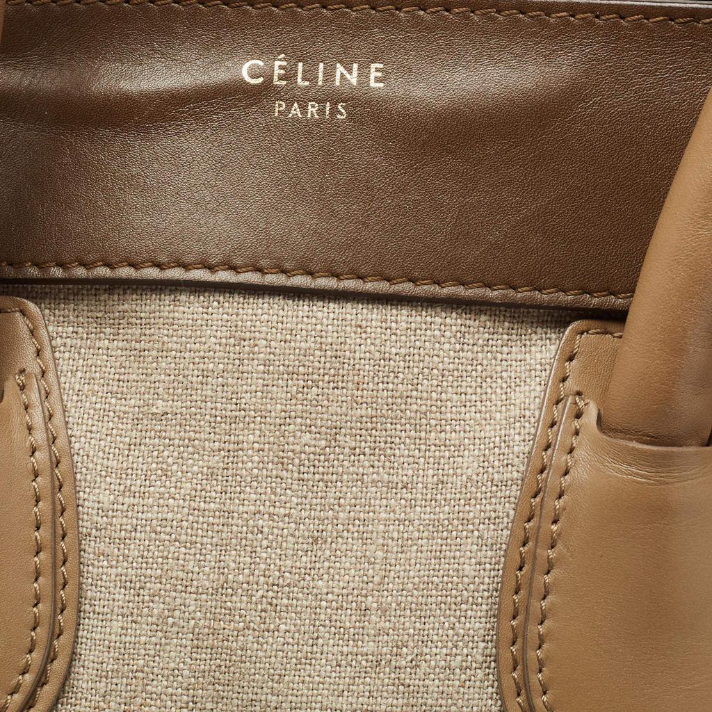 Celine Khaki Green Canvas and Leather Mini Luggage Tote商品第5张图片规格展示